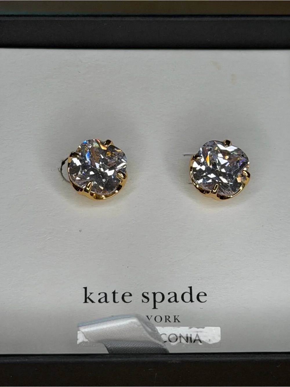 Kate Spade Gold and Clear Cubic Zirconia Stud Earrings
